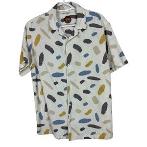 Common People Men's Contour SS Shirt textured ivory brushstroke multicolor M
